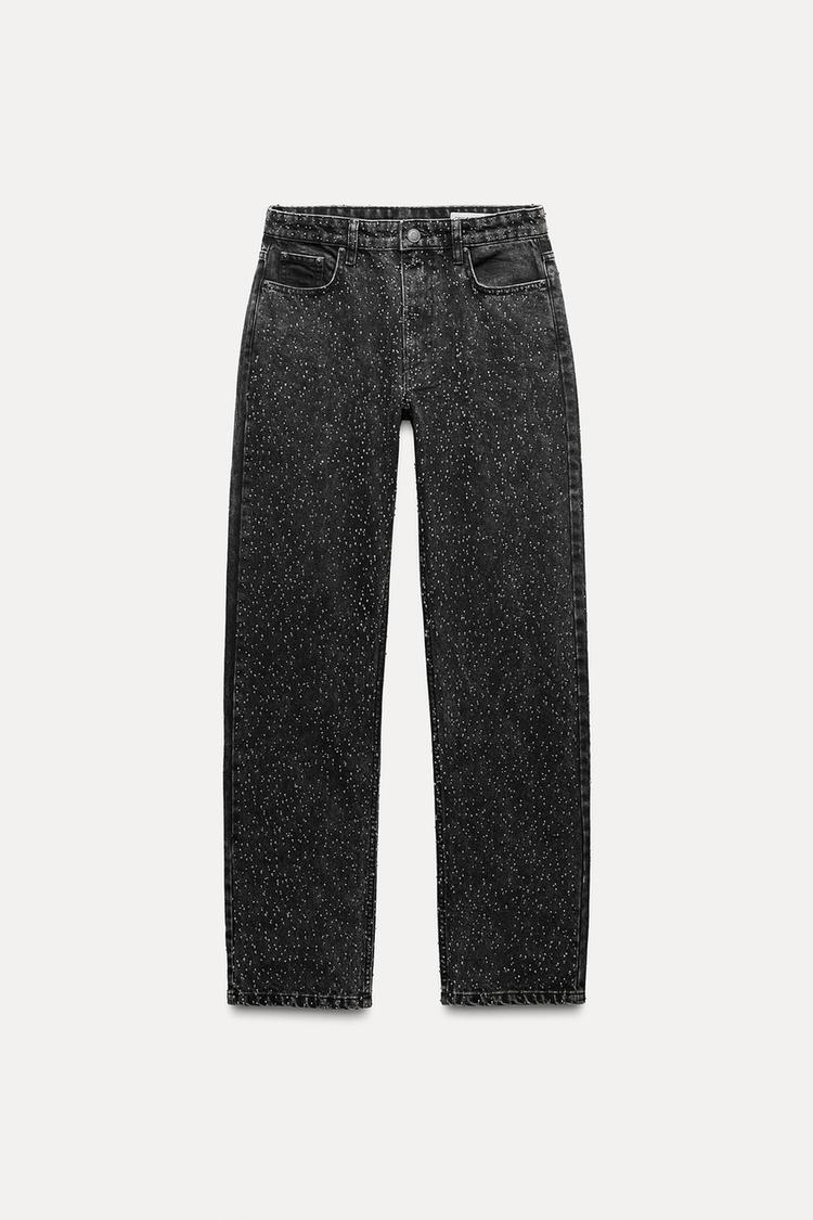 Women’s High-Waisted Jeans with Glitter Details