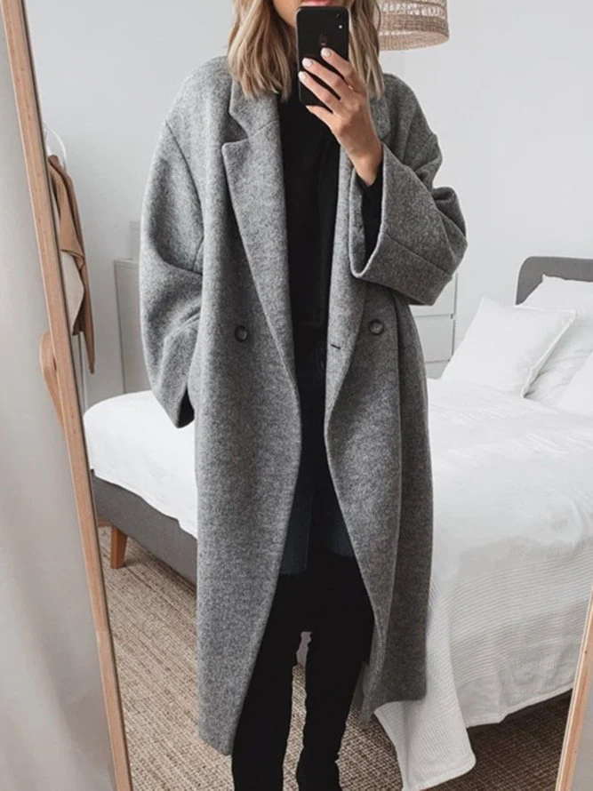 Chic Oversized Midi Coat for Women with Buttons