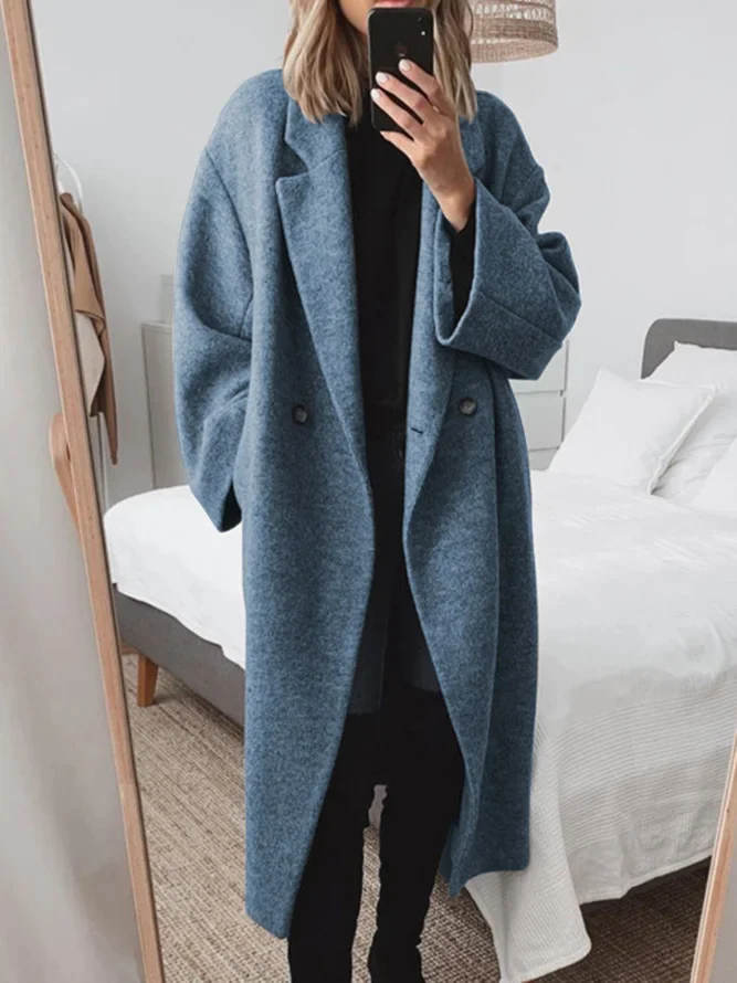 Chic Oversized Midi Coat for Women with Buttons