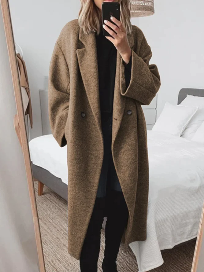 Chic Oversized Midi Coat for Women with Buttons