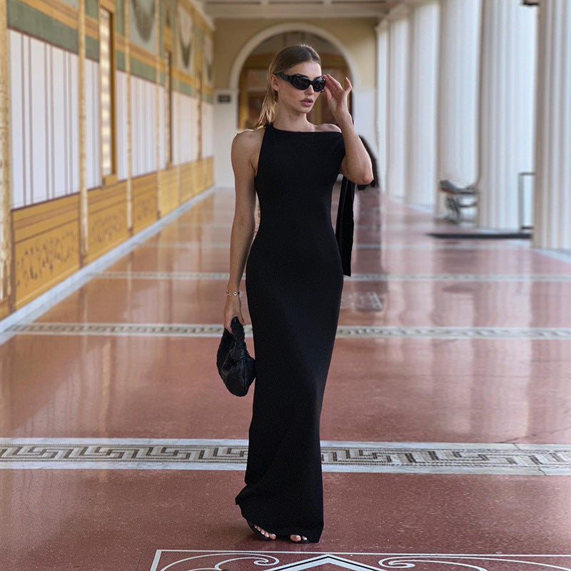 Elegant Women’s Maxi Dress with One-Shoulder Design