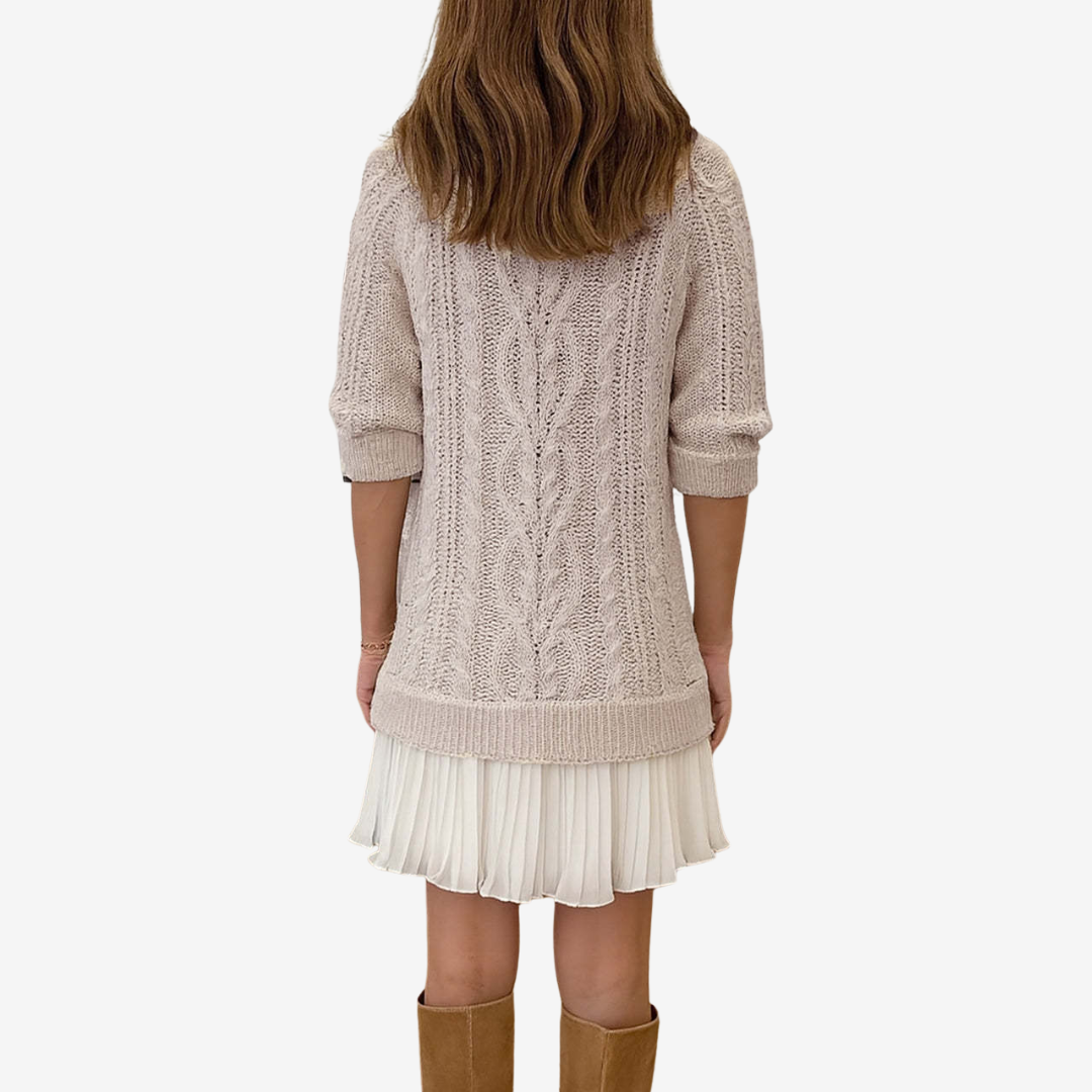 Soft Knitted Women’s Mini Dress with Pleated Hem