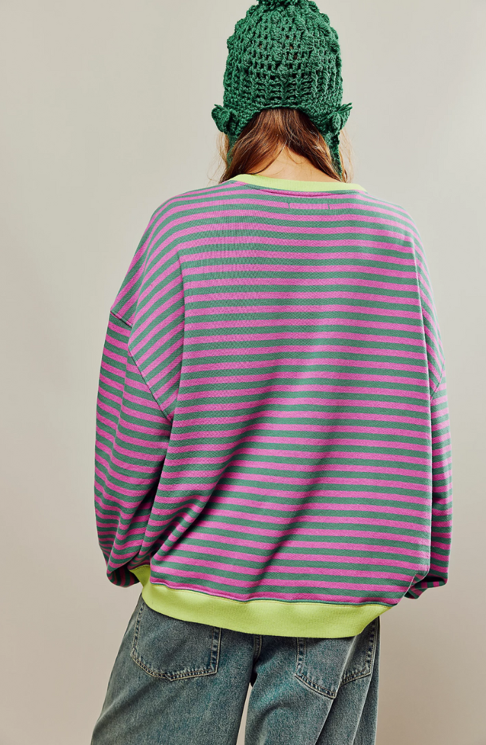 Relaxed Oversized Striped Women’s Blouse with Long Sleeves