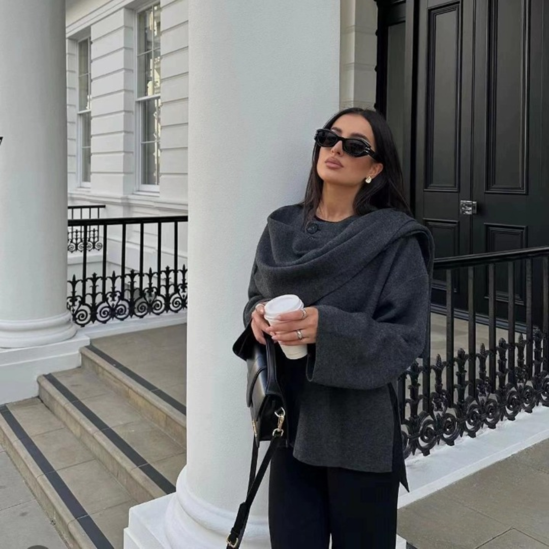 Stylish Elegant Women’s Cape Coat with Wide Sleeves