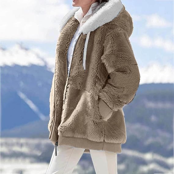 Long Fleece Women’s Teddy Cardigan with Hood