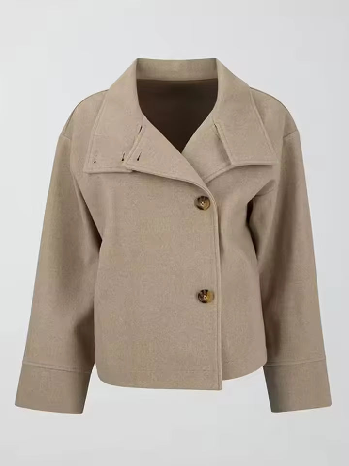 Warm Peacoat Winter Jacket with High Collar for Women