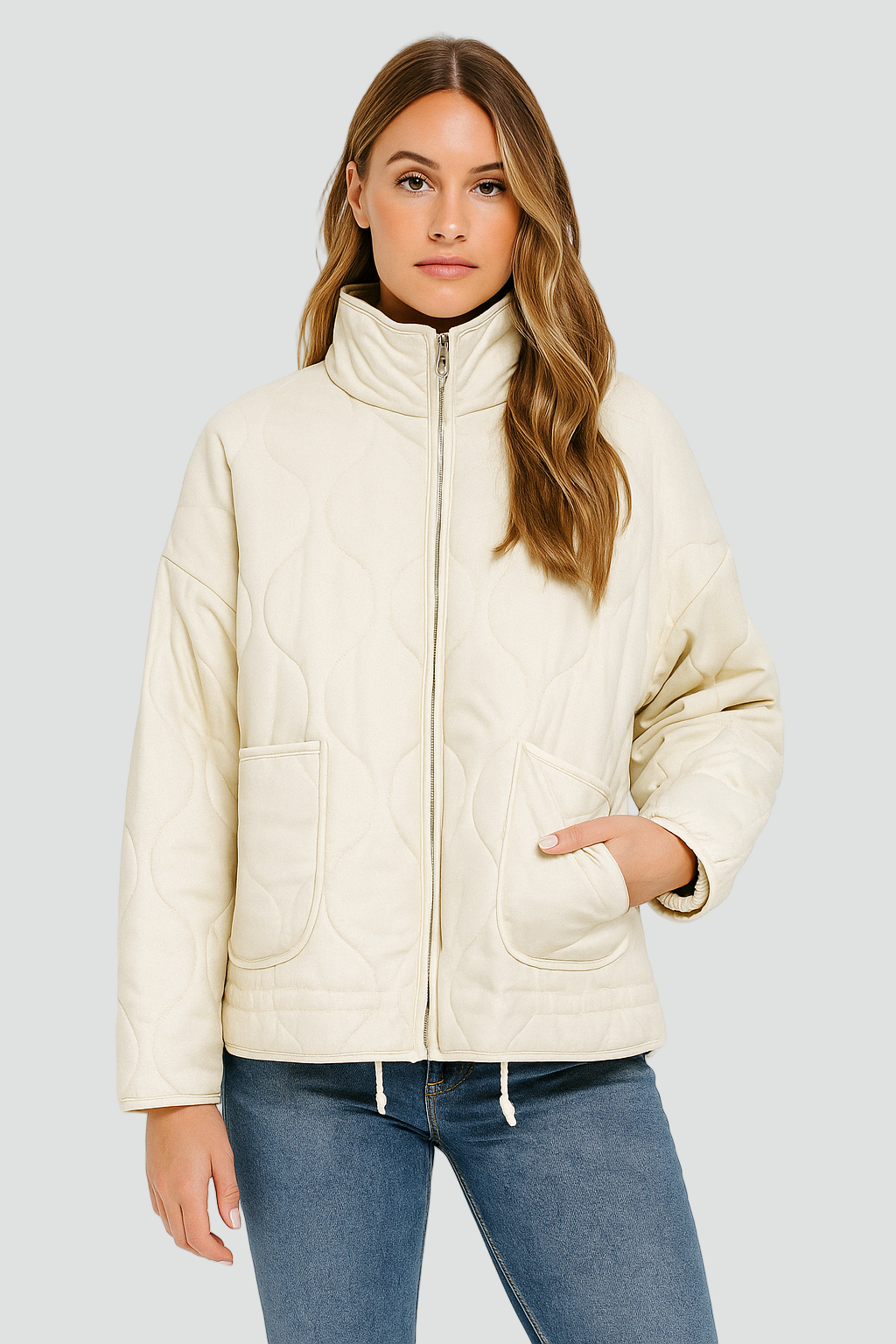 Soft Oversized Quilted Jacket with Zipper