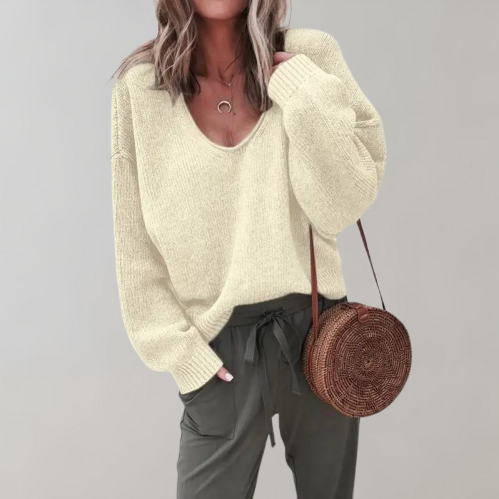 Loose-Knit Women’s V-Neck Sweater