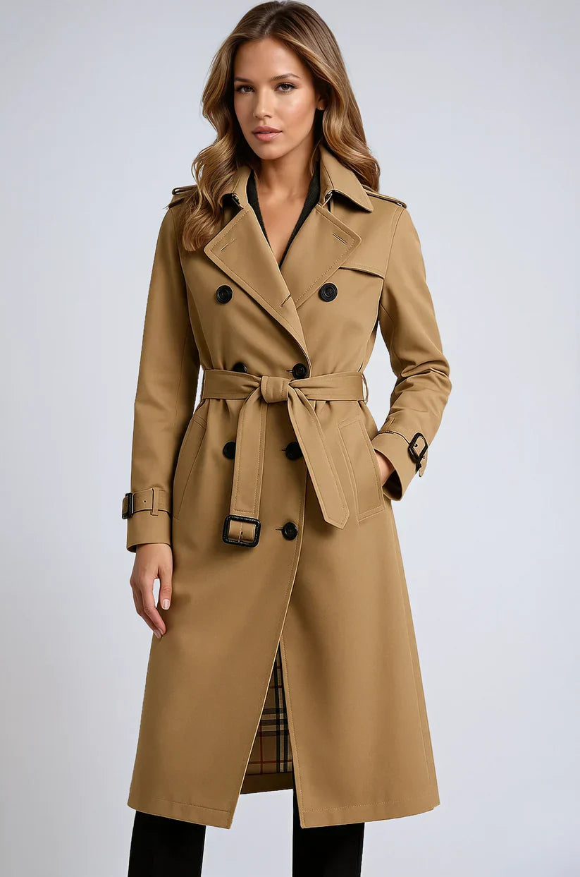 Waterproof Women’s Long Trench Coat with Belt