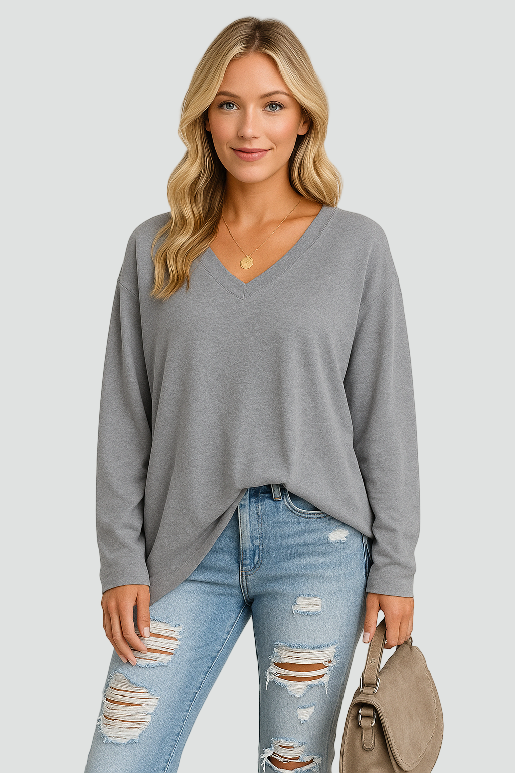 Casual Oversized V-Neck Sweater for Women
