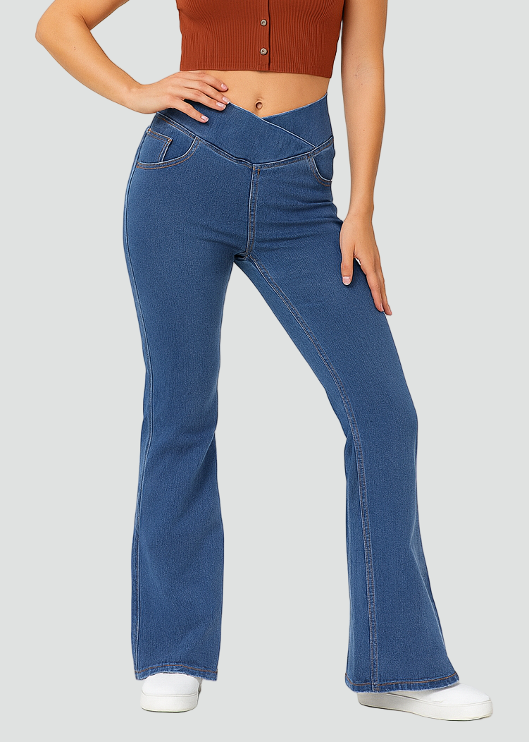 Elastic and Flattering Women’s Trousers with Flared Leg