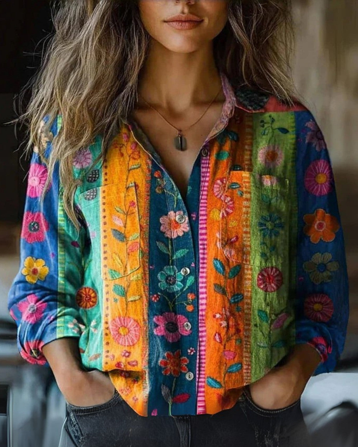 Vintage Stylish Women’s Blouse with Long Sleeves