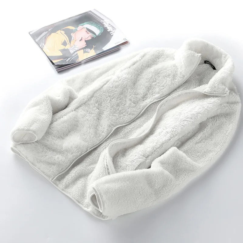 Soft and Warm Women’s Fleece Jacket with High Collar and Zipper