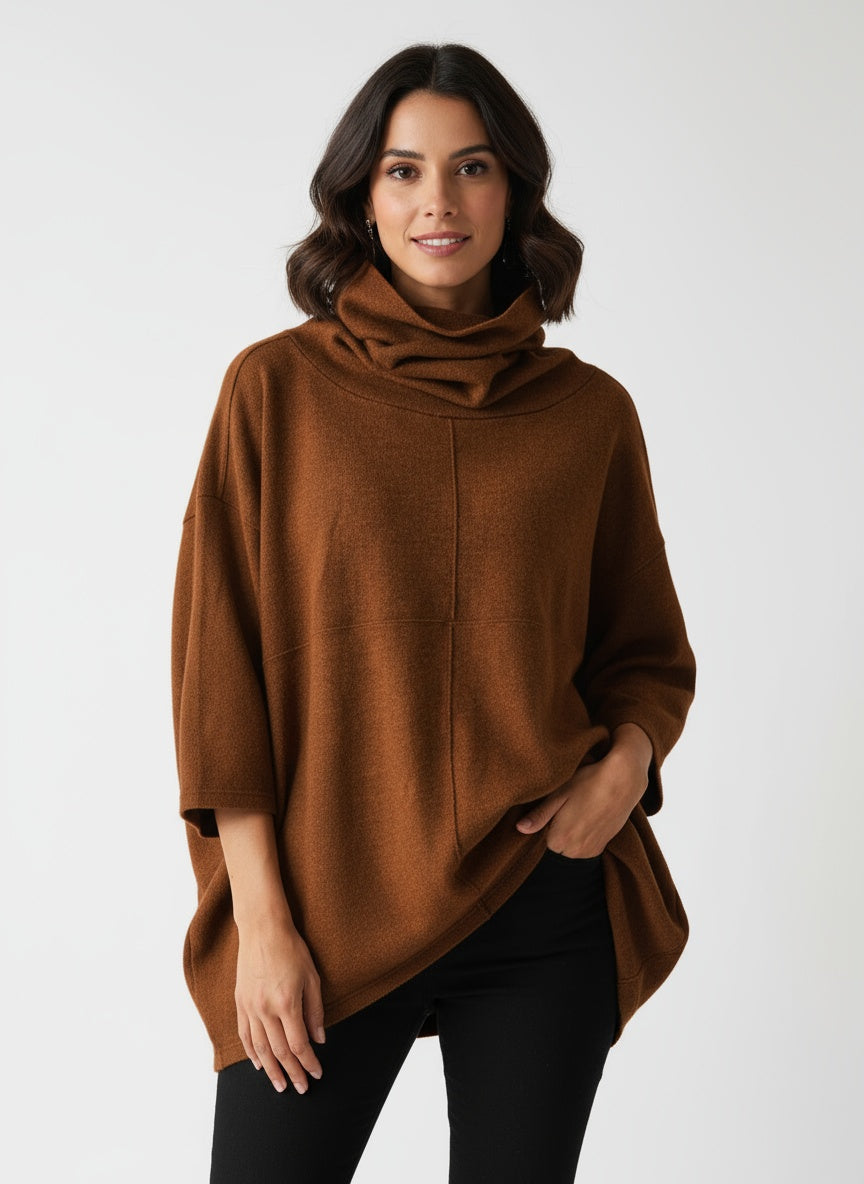 Soft Oversized Women’s Sweater with Turtleneck and Long Sleeves