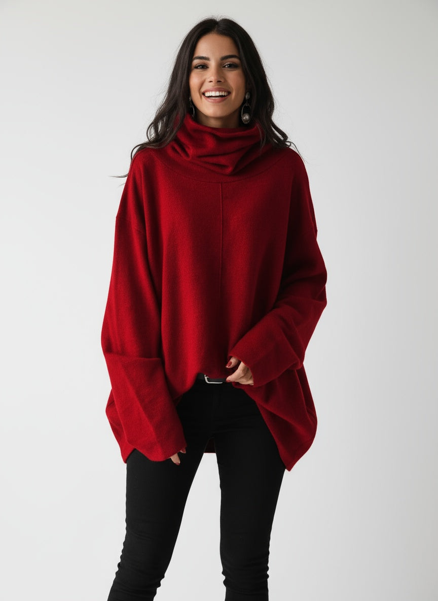 Soft Oversized Women’s Sweater with Turtleneck and Long Sleeves