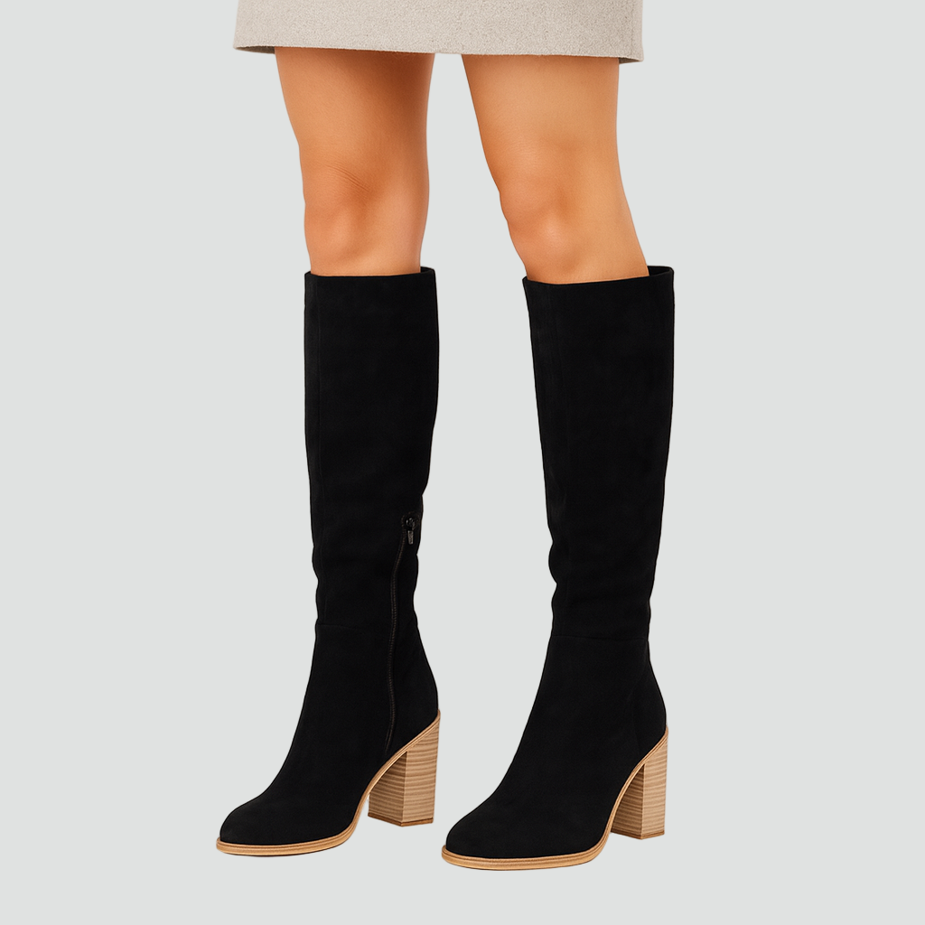 Knee-High Boots for Women with Heel and Side Zipper