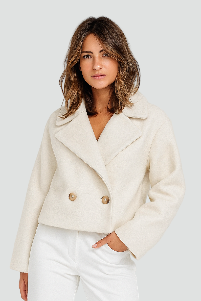 Short Women’s Winter Jacket with Lapels and Buttons