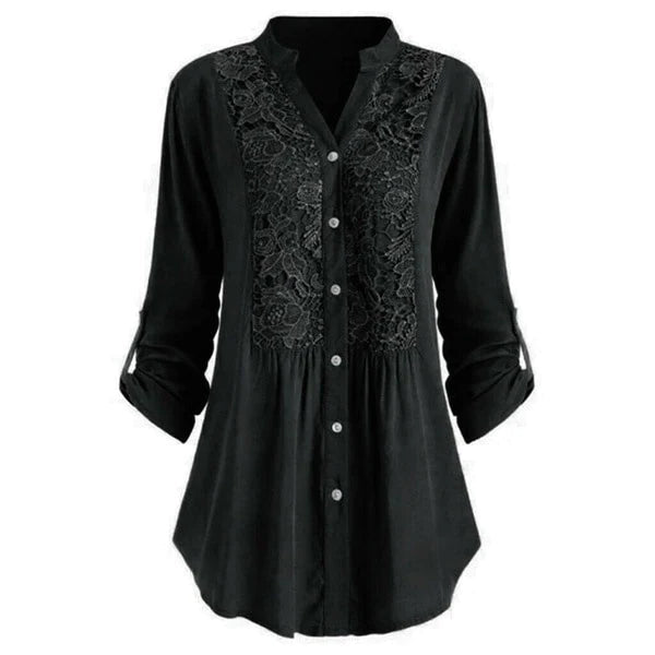 Elegant Women’s Tunic Blouse with Lace Detail