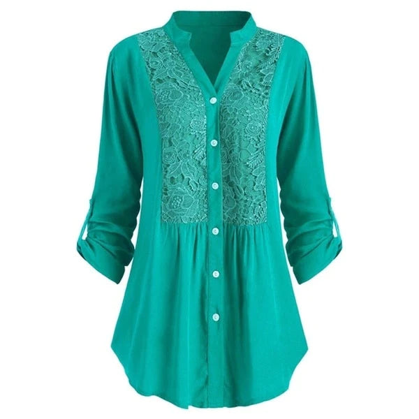 Elegant Women’s Tunic Blouse with Lace Detail