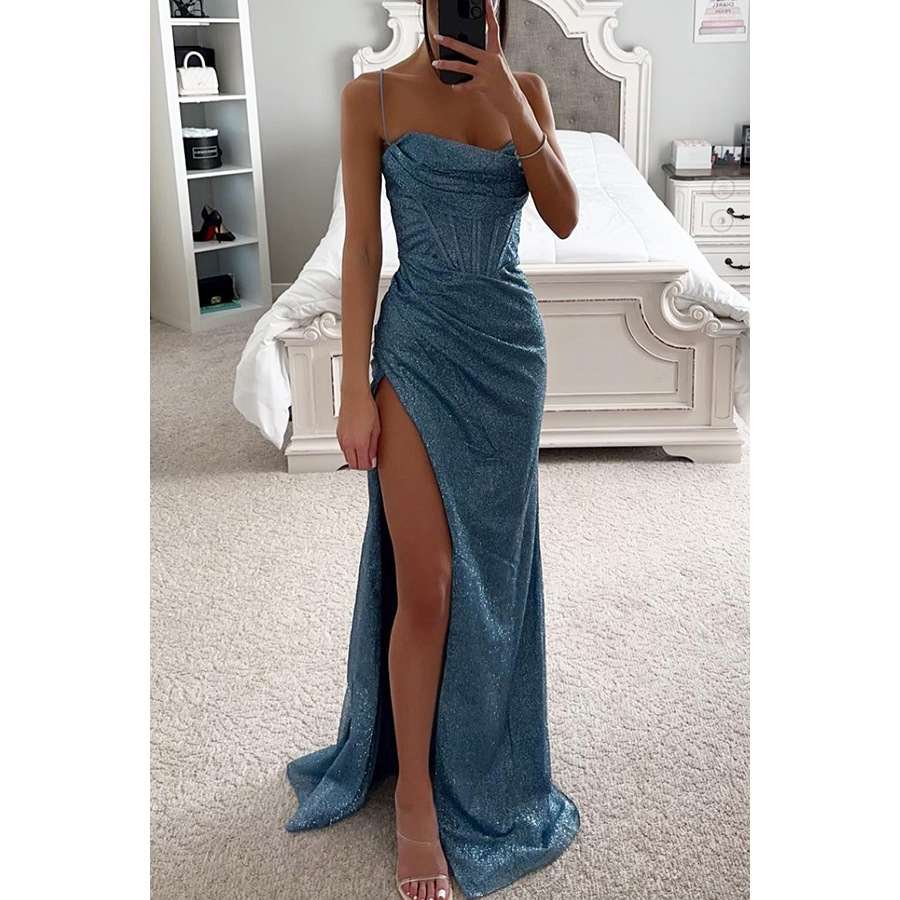 Elegant Women’s Satin Maxi Dress with Slit