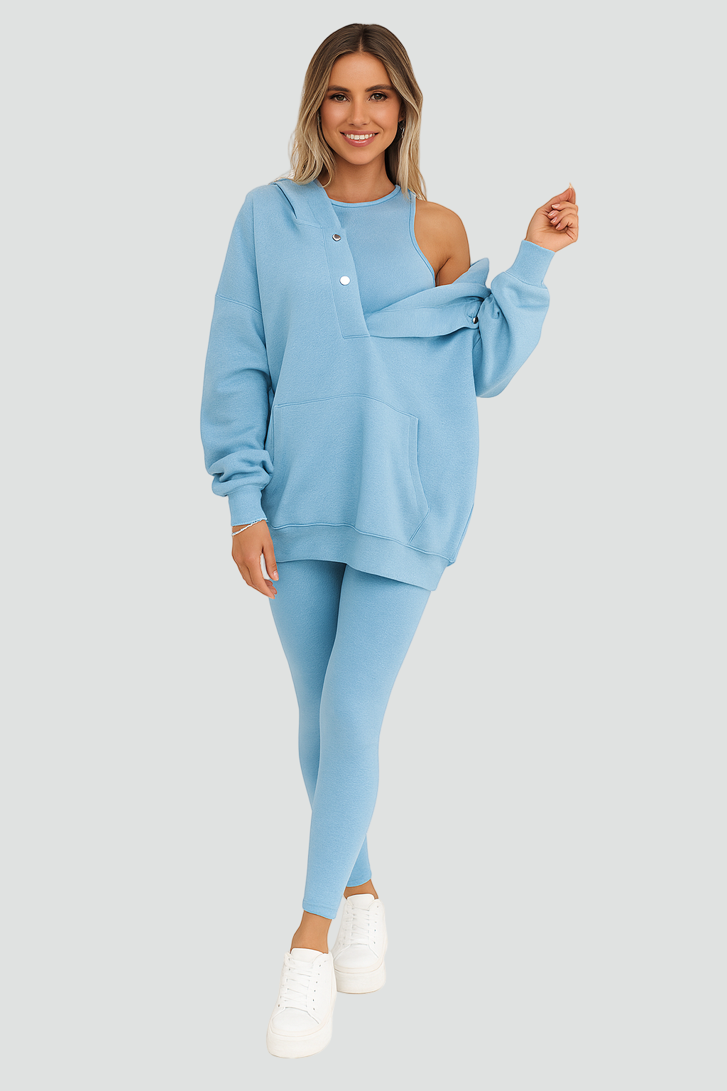 Oversized Women’s 3-Piece Loungewear Set with Hoodie