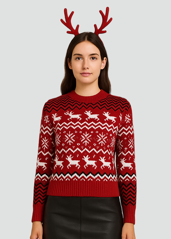 Oversized Warm Women’s Christmas Sweater with Reindeer