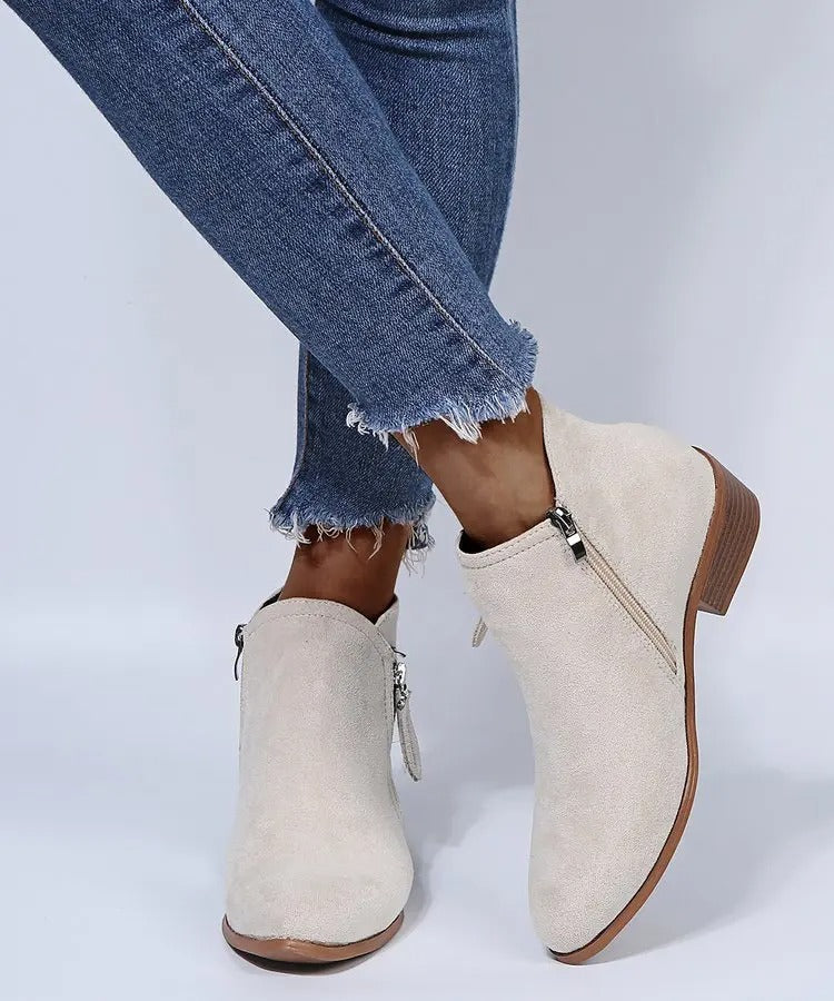 Trendy Women’s Suede Ankle Boots with Heel