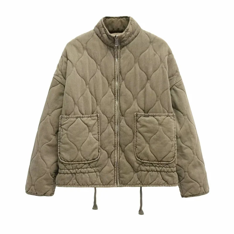 Soft Oversized Quilted Jacket with Zipper