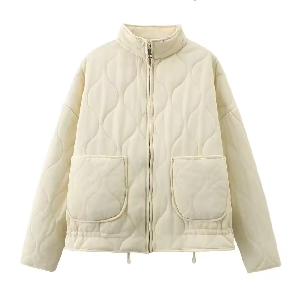 Soft Oversized Quilted Jacket with Zipper