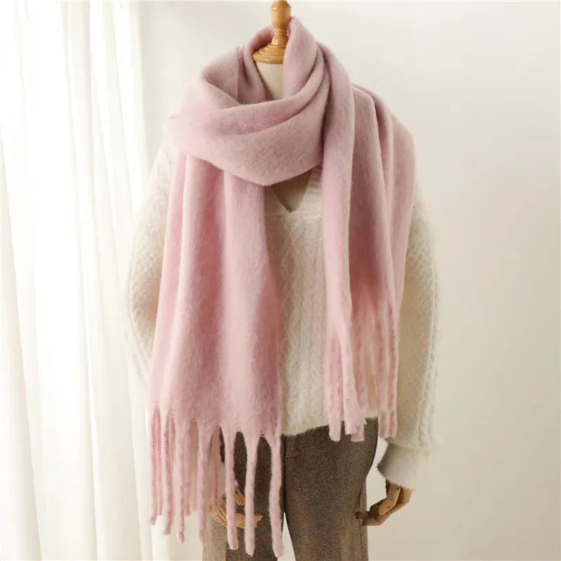 Long Elegant Women’s Winter Scarf with Fringe Detailing