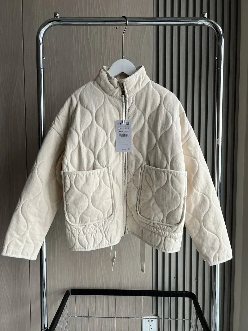 Soft Oversized Quilted Jacket with Zipper