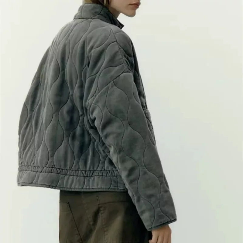 Soft Oversized Quilted Jacket with Zipper