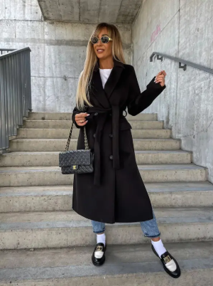 Warm Trench Coat with Belt for Women