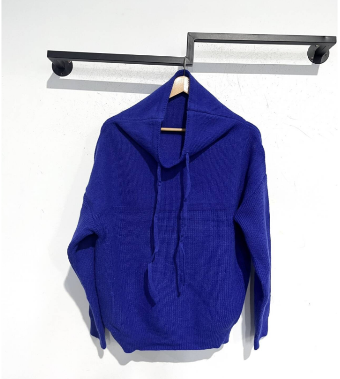 Knitted Oversized Hoodie for Women with Drawstring Hood