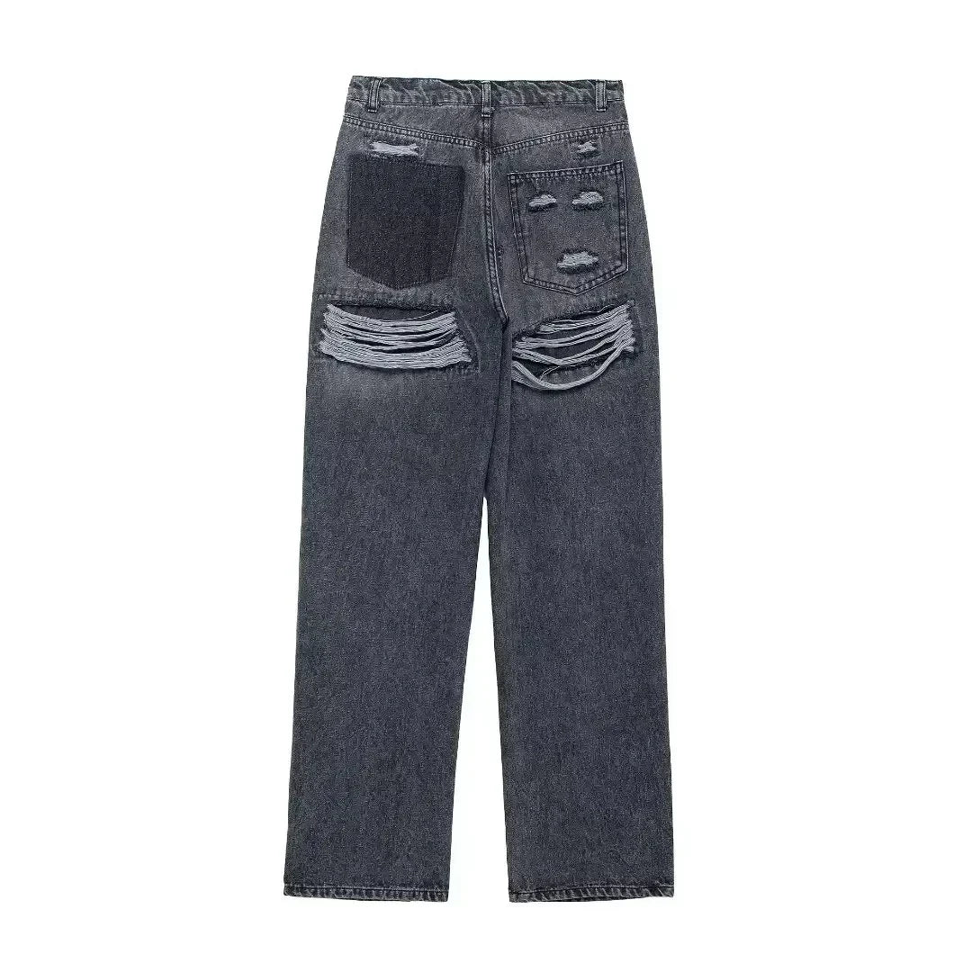 Vintage Women’s Jeans with High Waist and Ripped Details