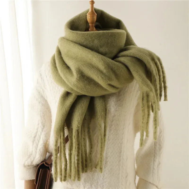 Long Elegant Women’s Winter Scarf with Fringe Detailing