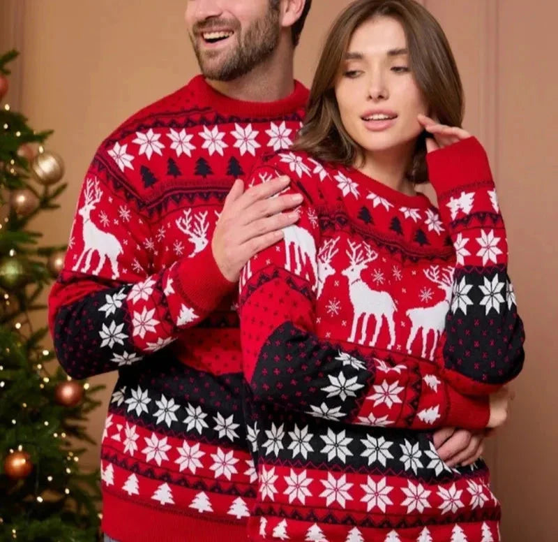 Unisex Winter-Warm Knitted Christmas Sweater with Snowflakes
