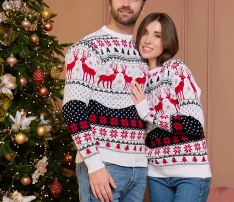 Unisex Winter-Warm Knitted Christmas Sweater with Snowflakes