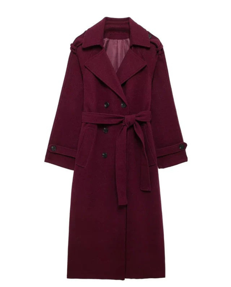 Elegant Long Burgundy Coat for Women