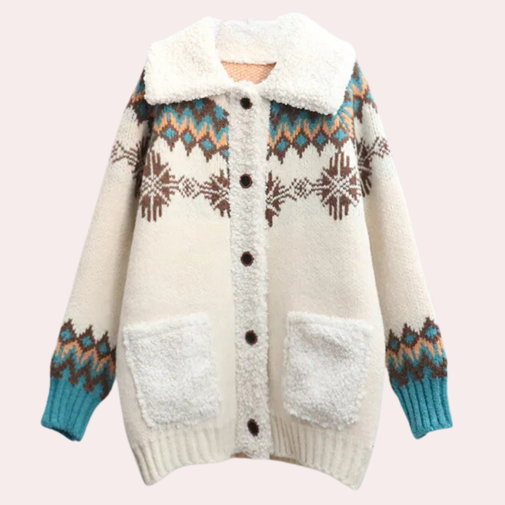 Soft Beige Knitted Cardigan for Women with Pockets