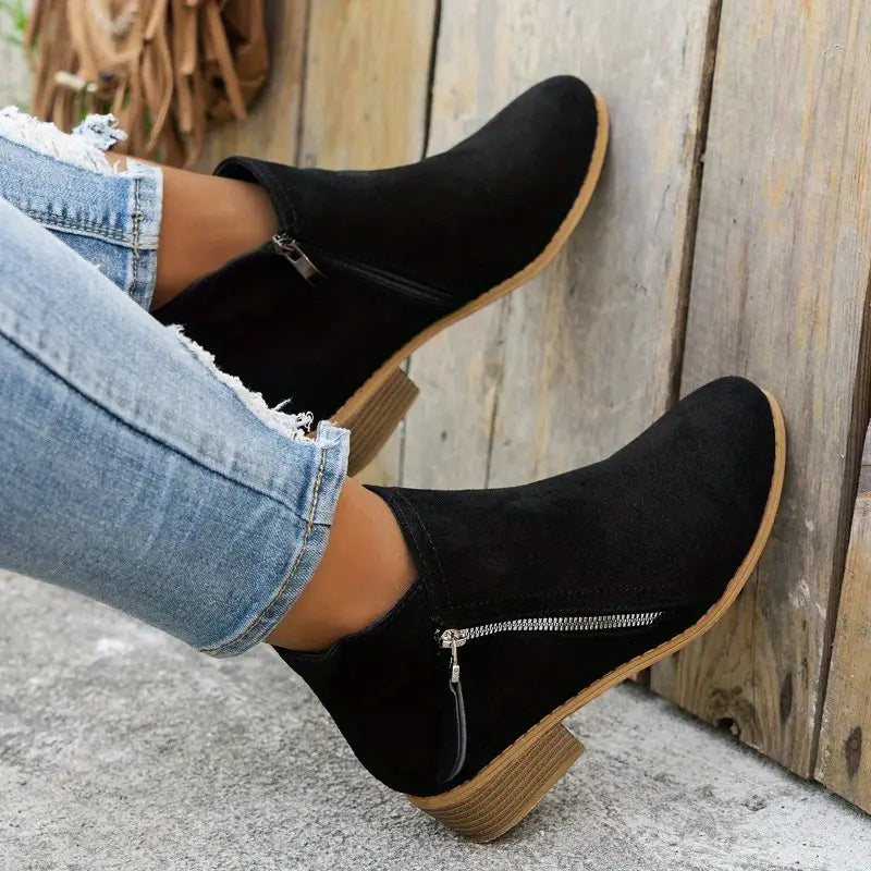 Trendy Women’s Suede Ankle Boots with Heel