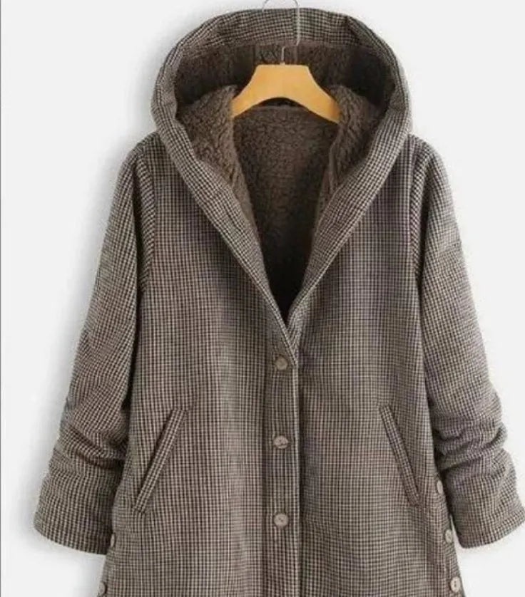 Soft Women’s Fleece Cardigan with Hood and Button Closure