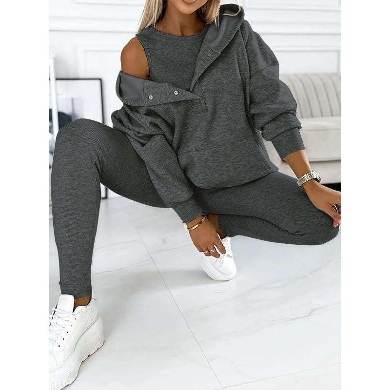 Oversized Women’s 3-Piece Loungewear Set with Hoodie