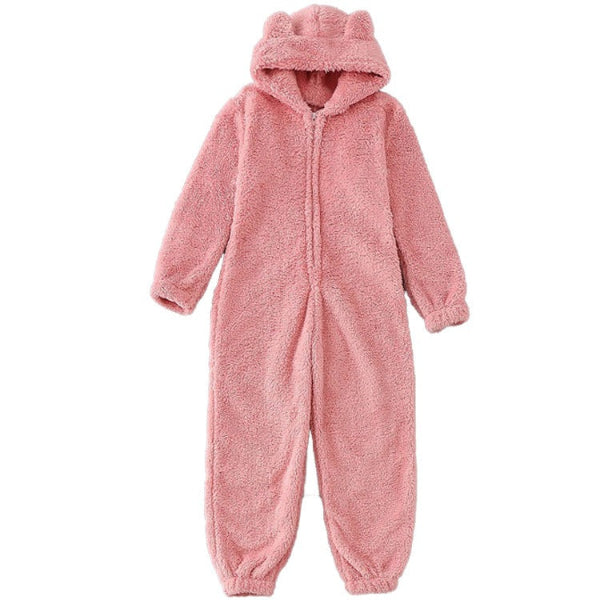 Warm Teddy Fleece Women’s Onesie with Hood
