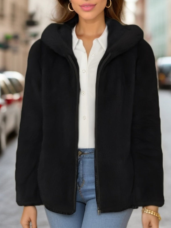 Warm Soft Women’s Teddy Fleece Jacket with Hood