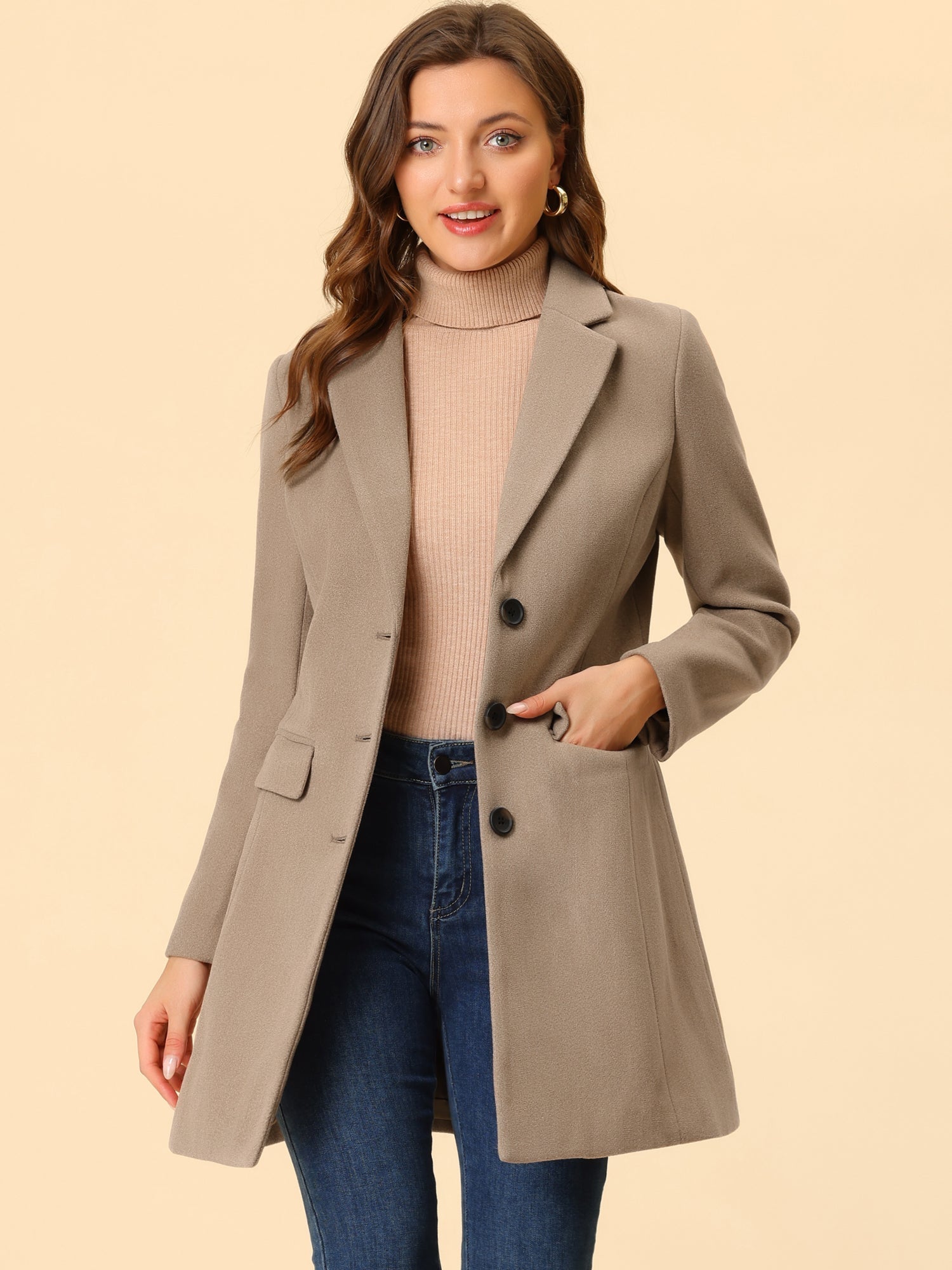 Soft Women’s Winter Coat with Lapel Collar