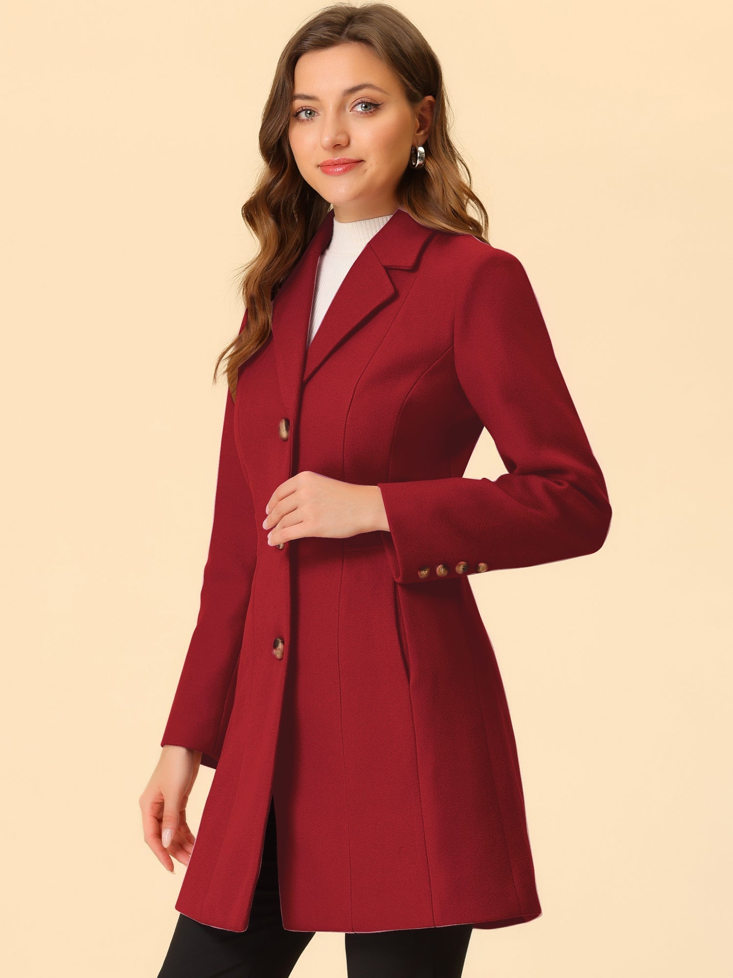 Comfortable Long Women’s Winter Coat with Buttons