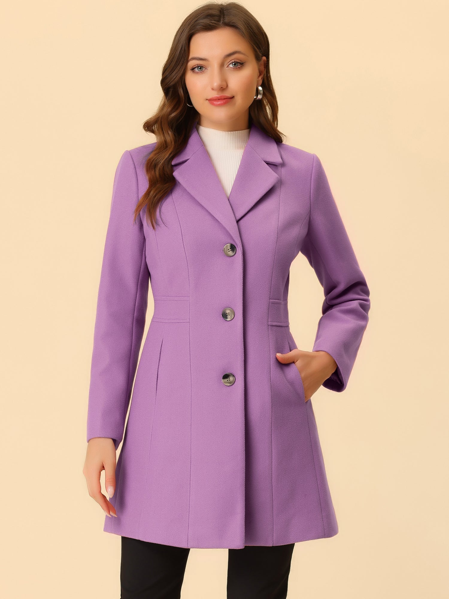 Comfortable Long Women’s Winter Coat with Buttons