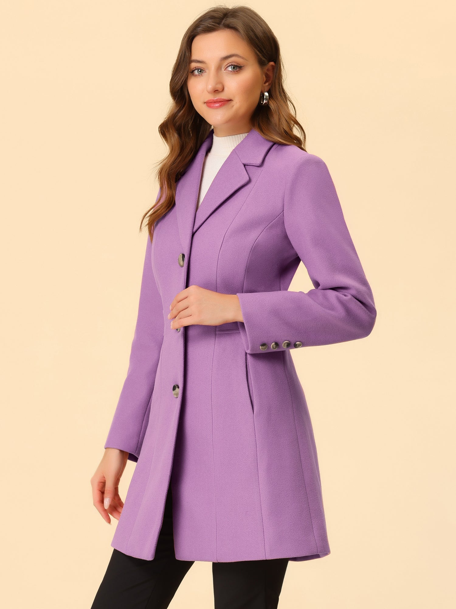 Comfortable Long Women’s Winter Coat with Buttons