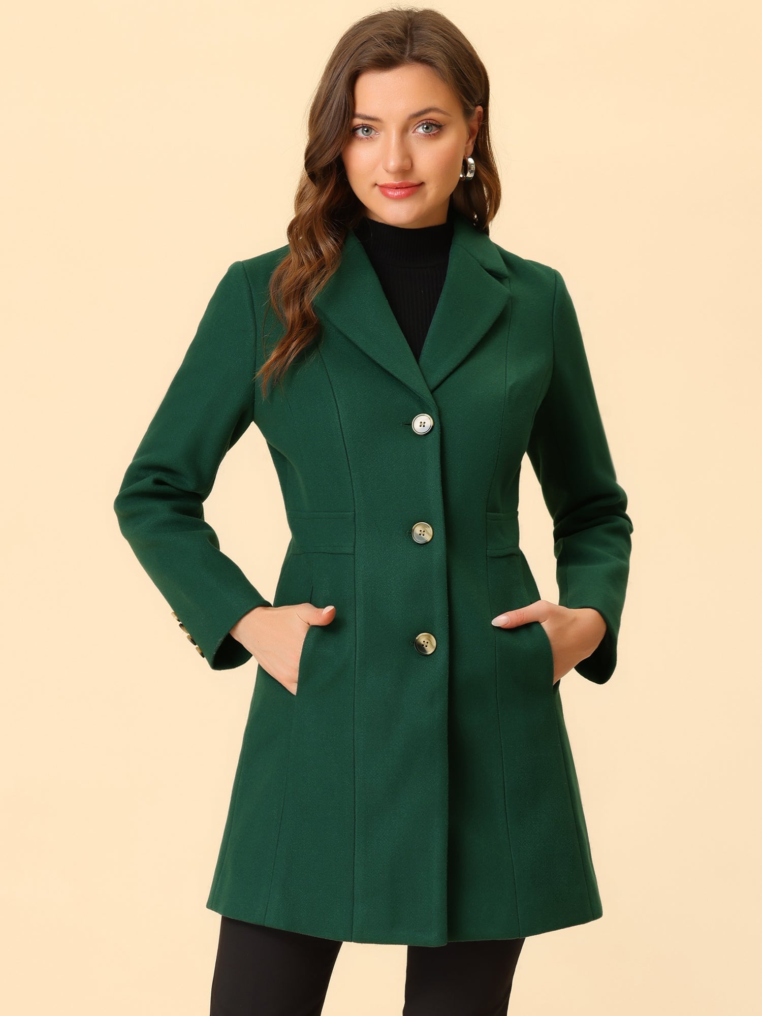 Comfortable Long Women’s Winter Coat with Buttons